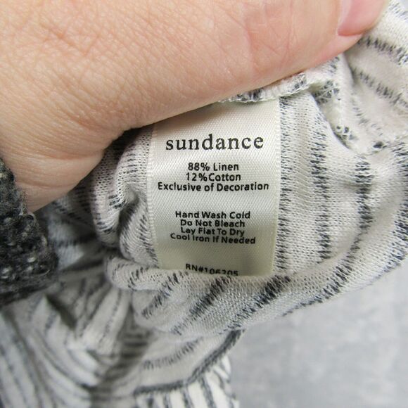 Sundance Wrap Top Womens Large White Gray Striped Belted Surplice Wide Sleeve - Picture 12 of 14